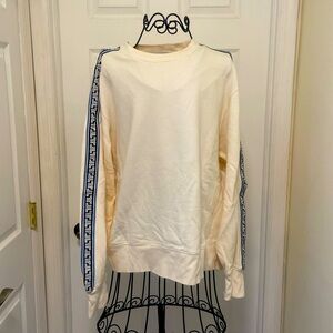 Offwhite Tory Burch sweatshirt with geometric design on sleeves